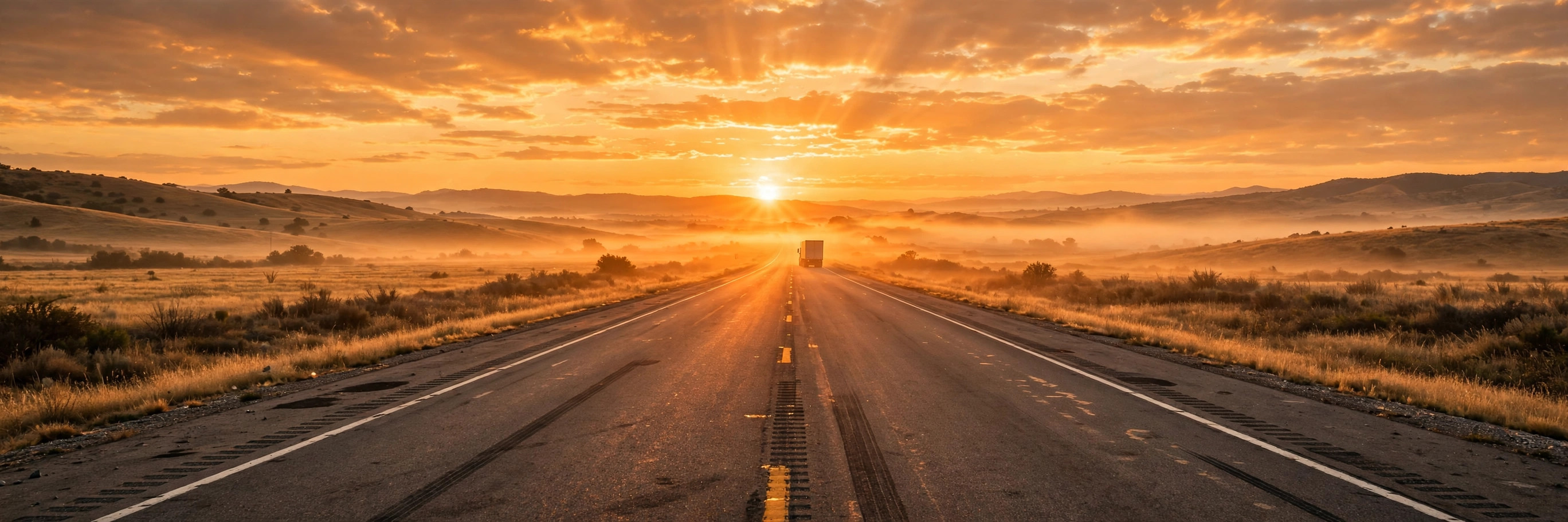 The Morning Mile newsletter header graphic with a highway at sunrise