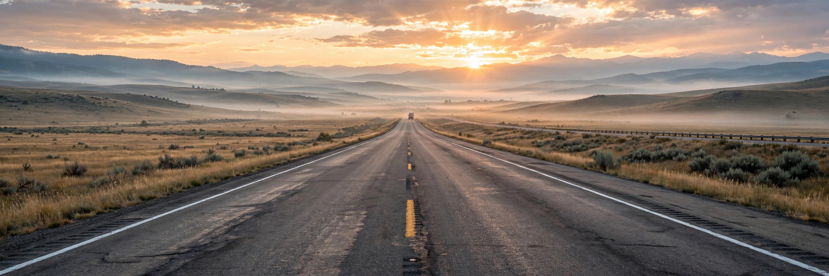 The Morning Mile newsletter header graphic with a highway at sunrise