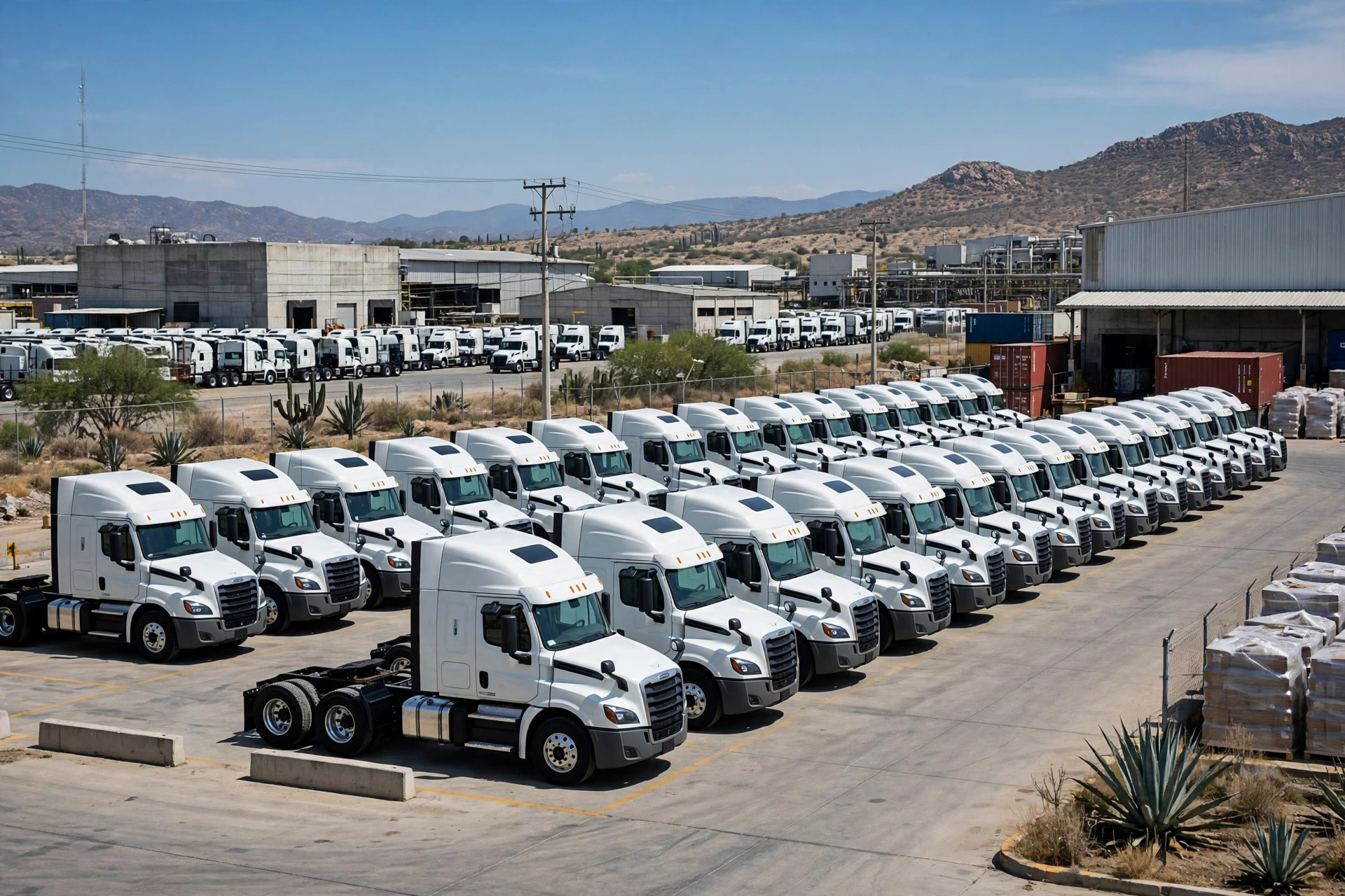 New heavy-duty trucks built in Mexico lined up for export to the United States